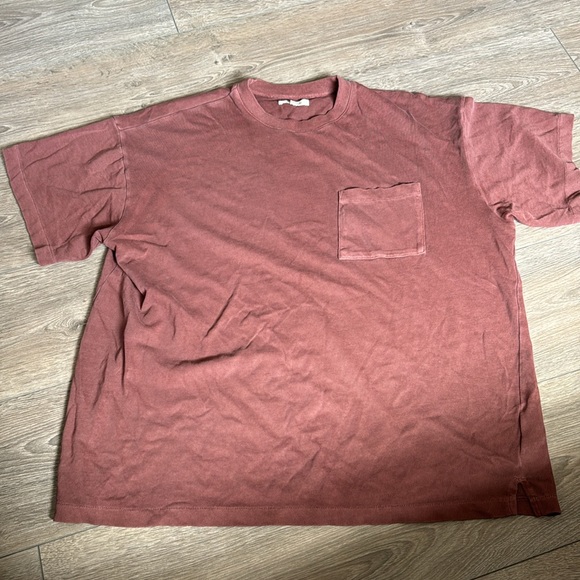Mdwll Garment-Dyed Oversized Pocket Tee $45 Size L Maroon - Picture 2 of 5